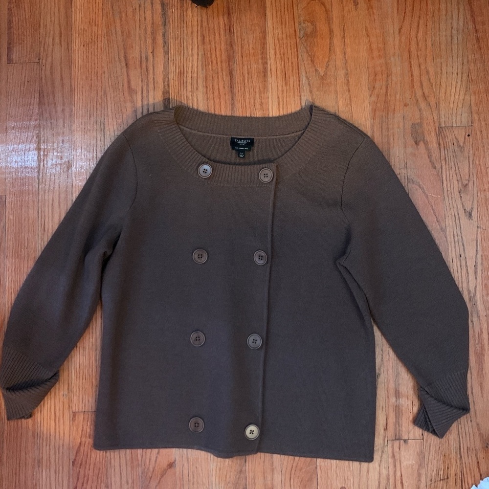 Talbots brown buttoned sweater